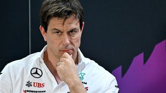 Mercedes AMG Petronas F1 Team's team principal Toto Wolff attends a press conference during the first day of the Formula One pre-season testing at the Bahrain International Circuit in Sakhir on February 21, 2024. 
Andrej ISAKOVIC / AFP