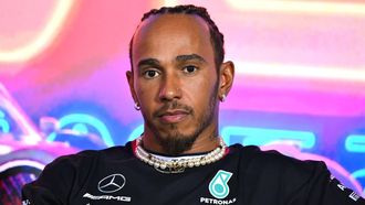 Mercedes' British driver Lewis Hamilton attends a press conference ahead of the Las Vegas Grand Prix on November 15, 2023, in Las Vegas, Nevada.  
ANGELA WEISS / AFP