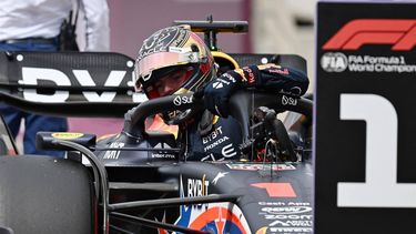 2023-10-21 20:31:14 Red Bull Racing's Dutch driver Max Verstappen gets out of his car after winning the pole position during the Sprint Shootout at the Circuit of the Americas in Austin, Texas, on October 21, 2023, ahead of the United States Formula One Grand Prix. 
Jim WATSON / AFP