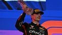 Second-placed Red Bull Racing's Dutch driver Max Verstappen lifts his trophy during podium celebrations following the 2025 Saudi Arabia Formula One Grand Prix at the Jeddah Corniche Circuit on April 20, 2025. 
Gabriel BOUYS / AFP
