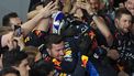 epa11209770 Red Bull Racing driver Max Verstappen of Netherlands celebrates with team members after winning the Formula 1 Saudi Arabia Grand Prix at the Jeddah Corniche Circuit in Jeddah, Saudi Arabia, 09 March 2024.  EPA/ALI HAIDER