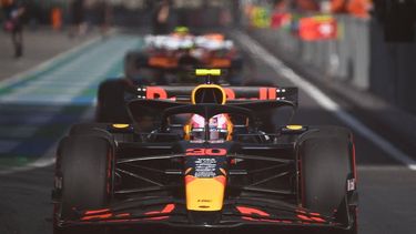 Red Bull Racing's New Zealand driver Liam Lawson drives out of the pit lane during the qualifying session of the Formula One Chinese Grand Prix at the Shanghai International Circuit in Shanghai on March 22, 2025. 
JADE GAO / AFP