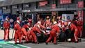 Ferrari's Monegasque driver Charles Leclerc stops in the pits during the Formula One British Grand Prix at the Silverstone motor racing circuit in Silverstone, central England, on July 5, 2026. 
PETER POWELL / POOL / AFP
