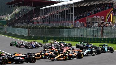Drivers compete during the Formula One Belgian Grand Prix at the Spa-Francorchamps Circuit in Spa on July 28, 2024. 
JOHN THYS / AFP