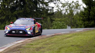 NÜRBURG - Max Verstappen met zijn Mercedes AMG GT3 tijdens de 24 uur van Nürburgring, op het Duitse circuit in de Eifel. Verstappen wisselt het stuur af met de Oostenrijker Lucas Auer, de Andorrees Jules Gounon en de Spanjaard Daniel Juncadella. SANDER KONING / ANP