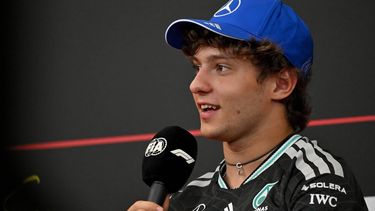 Mercedes' Italian driver Kimi Antonelli attends a press conference at the Spa-Francorchamps circuit, three days ahead of the Belgian Formula 1 Grand Prix, on July 16, 2026. 
Andrej ISAKOVIC / AFP