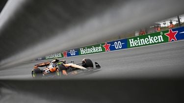 McLaren's British driver Lando Norris drives during the first practice session ahead of the Formula One Dutch Grand Prix at The Circuit Zandvoort, western Netherlands, on August 29, 2025. 
NICOLAS TUCAT / AFP