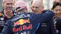 epa11312314 (FILE) - Red Bull Racing chief technical officer Adrian Newey (R) congratulates Red Bull Racing driver Max Verstappen before a team shot after the Formula One Japanese Grand Prix at the Suzuka International Racing Course in Suzuka, Japan, 07 April 2024 (issued 01 May 2024). On 01 May 2024, Red Bull Racing has declared that Chief Technical Officer Adrian Newey will depart from the Red Bull Technology Group in the first months of 2025.  EPA/FRANCK ROBICHON