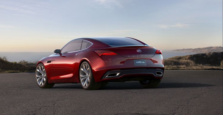 Buick Avista Concept rear view shown in lacquer jewel red finish