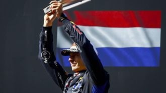 MADRID - Max Verstappen (Red Bull Racing) op het podium na afloop van de Grote Prijs van Spanje op het Madring-circuit. SEM VAN DER WAL / ANP