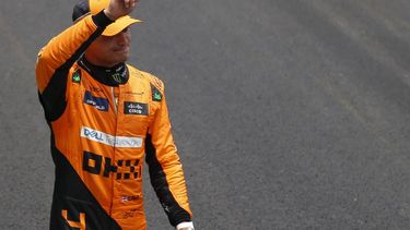 McLaren's British driver Lando Norris waves after winning the Sprint race at the Jose Carlos Pace racetrack, aka Interlagos, in Sao Paulo, Brazil, on November 2, 2024, on the eve of the Formula One Sao Paulo Grand Prix. 
Miguel Schincariol / AFP
