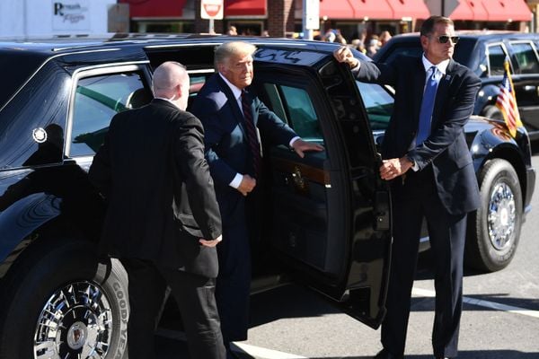Donald Trump in zijn nieuwe auto