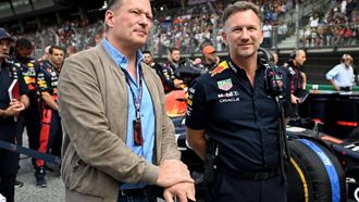 epa10722491 Red Bull Racing team principal Christian Horner of (R) and Jos Verstappen, father of Dutch Formula One driver Max Verstappen of Red Bull Racing, before the Formula 1 Austrian Grand Prix at the Red Bull Ring race track in Spielberg, Austria, 02 July 2023.  EPA/CHRISTIAN BRUNA