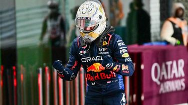 Red Bull Racing's Dutch driver Max Verstappen reacts after taking pole position at the end of the qualifying session of the Qatari Formula One Grand Prix at the Lusail International Circuit in Lusail, north of Doha, on November 30, 2024. 
Giuseppe CACACE / AFP