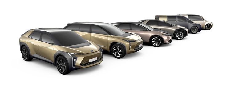 De reeks elektromodellen (concept) van Toyota. 