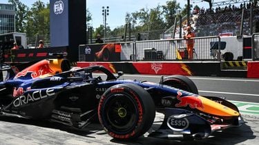 Red Bull Racing's Dutch driver Max Verstappen stops at the pit lane during the third practice session of the Italian Formula One Grand Prix at the Autodromo Nazionale Monza circuit in Monza, northern Italy on September 5, 2026. 
Marco BERTORELLO / AFP