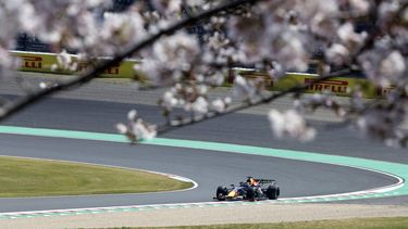 epa12853217 Red Bull Racing driver Max Verstappen of Netherlands in action with view of cherry blossoms during the first practice session of the Formula 1 Japanese Grand Prix at the Suzuka International Racing Course racetrack in Suzuka, Japan, 27 March 2026. The 2026 Formula 1 Japanese Grand Prix is held on 29 March.  EPA/FRANCK ROBICHON