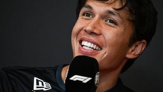 Williams' Thai driver Alexander Albon reacts as he attends the drivers' press conference at the Circuit de Monaco ahead of the Formula One Monaco Grand Prix in Monaco on June 4, 2026. 
Gabriel BOUYS / AFP