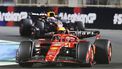 Ferrari's Monegasque driver Charles Leclerc drives past Red Bull Racing's Dutch driver Max Verstappen during the qualifying session of the Saudi Arabian Formula One Grand Prix at the Jeddah Corniche Circuit in Jeddah on March 8, 2024. 
JOSEPH EID / AFP