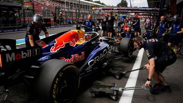 Red Bull Racing's Dutch driver Max Verstappen makes a pit stop as he takes part in the first practice session at the Spa-Francorchamps circuit, in Spa, ahead of the Formula One Belgian Grand Prix, on July 17, 2026.  
JOHN THYS / AFP