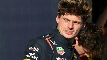 Red Bull Racing's Dutch driver Max Verstappen looks on after winning the pole position during the qualifying session for the United States Formula One Grand Prix at the Circuit of the Americas in Austin, Texas, on October 18, 2025. 
RONALDO SCHEMIDT / AFP