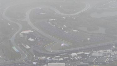 ZANDVOORT - Luchtfoto van de regen tijdens de F1 Grand Prix van Nederland op het Circuit van Zandvoort tijdens de F1 Grand Prix van Nederland op het Circuit van Zandvoort op 27 augustus 2023 in Zandvoort, Nederland. ANP PETER BAKKER