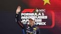 epa11263517 Red Bull Racing driver Max Verstappen of the Netherlands celebrates winning first place in the Formula One Japanese Grand Prix at the Suzuka International Racing Course in Suzuka, Japan, 07 April 2024.  EPA/FRANCK ROBICHON