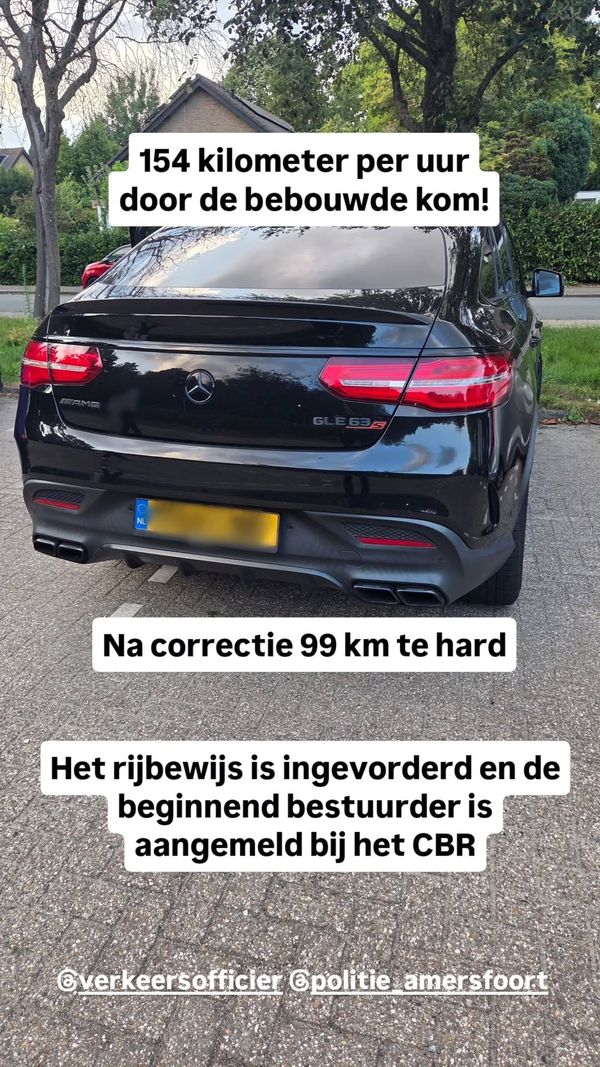154 km/h binnen de bebouwde kom: rijbewijs van beginnende AMG-bestuurder ingevorderd