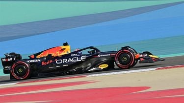 Red Bull Racing's Dutch driver Max Verstappen drives during the third practice session ahead of the Bahrain Formula One Grand Prix at the Bahrain International Circuit in Sakhir on April 12, 2025. 
Giuseppe CACACE / AFP