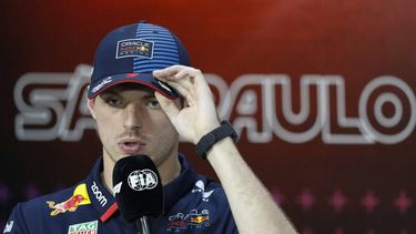 Red Bull Racing's Dutch driver Max Verstappen speaks during a press conference at the Jose Carlos Pace racetrack, also known as Interlagos, in Sao Paulo, Brazil, on October 31, 2024, ahead of the upcoming Formula One Sao Paulo Grand Prix next November 3. 
Miguel SCHINCARIOL / AFP