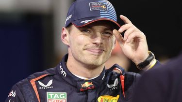 Red Bull Racing's Dutch driver Max Verstappen celebrates after claiming the pole position in the Bahrain Formula One Grand Prix at the Bahrain International Circuit in Sakhir on March 1, 2024. 
Giuseppe CACACE / AFP