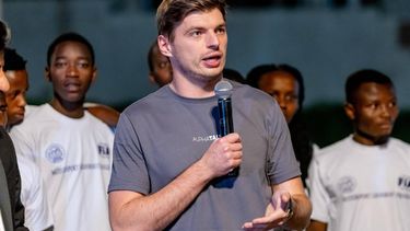epa11775499 Dutch-Belgian four-time Formula One World Drivers champion Max Verstappen speaks as he does FIA-mandated community service in Kigali, Rwanda, 13 December 2024. Verstappen was punished for swearing during a press conference at the Singapore Grand Prix in September 2024. His community service is part of the grassroots development program organised by the Rwanda Automobile Club (RAC), according to a statement by the FIA.  EPA/MOISE NIYONZIMA