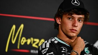 Mercedes' Italian driver Kimi Antonelli attends a press conference ahead of the Italian Formula One Grand Prix at the Autodromo Nazionale Monza circuit in Monza, northern Italy on September 3, 2026. 
Marco BERTORELLO / AFP