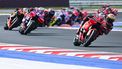 Ducati Lenovo Team's  Italian rider Francesco Bagnaia (R) competes during the MotoGP Pramac Emilia-Romagna Grand Prix at the Misano World Circuit Marco-Simoncelli in Misano Adriatico, on September 22, 2024. 
Andreas SOLARO / AFP