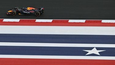 Red Bull Racing's Dutch driver Max Verstappen races during the Sprint Qualifying for the United States Formula One Grand Prix at the Circuit of the Americas in Austin, Texas, on October 18, 2024. 
ANGELA WEISS / AFP