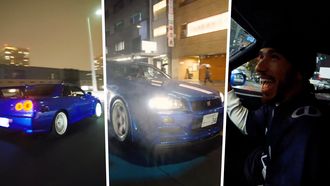 Lewis Hamilton Max Verstappen JDM Nissan Skyline GT-R R34 Tokio Tokyo