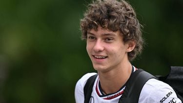 Italy's Andrea Kimi Antonelli, who is set to replace Britain's Lewis Hamilton as a Mercedes driver in 2025, looks on before the first practice session ahead of the Formula One Singapore Grand Prix night race at the Marina Bay Street Circuit in Singapore on September 20, 2024. 
Lillian SUWANRUMPHA / AFP